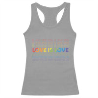 Love Is Love Rainbow Typography Racerback Tank Top LGBTQ Support Gift