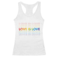 Love Is Love Rainbow Typography Racerback Tank Top LGBTQ Support Gift