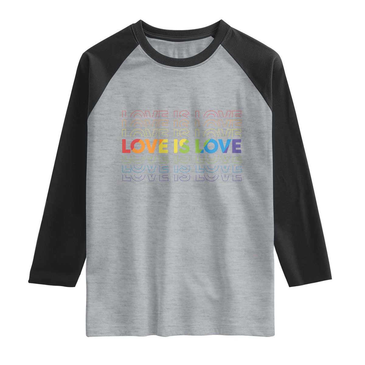 Love Is Love Rainbow Typography Raglan Shirt LGBTQ Support Gift