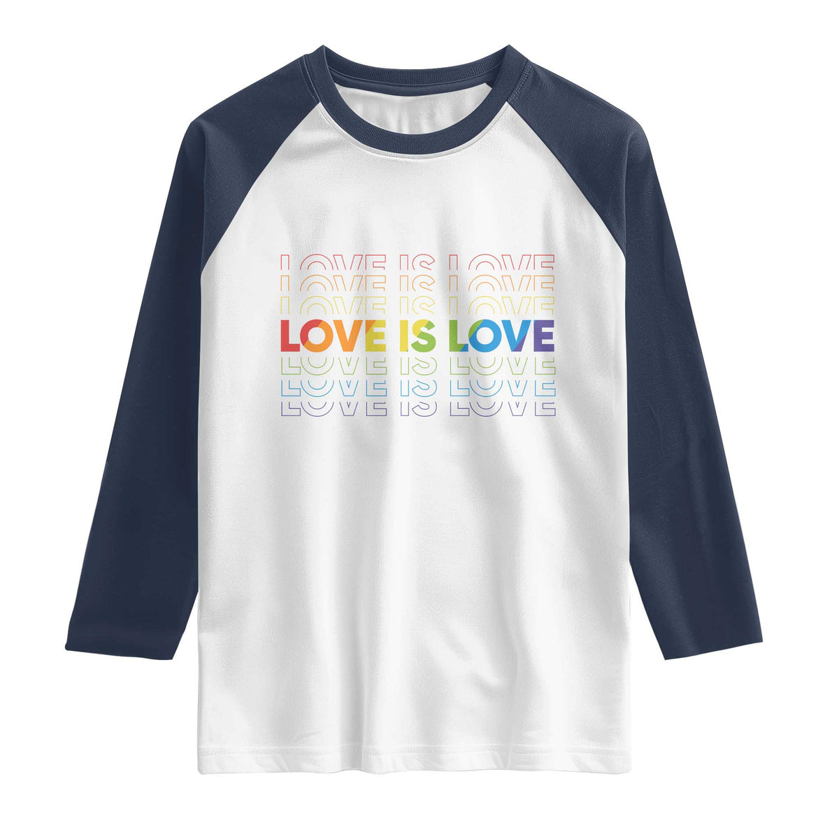 Love Is Love Rainbow Typography Raglan Shirt LGBTQ Support Gift