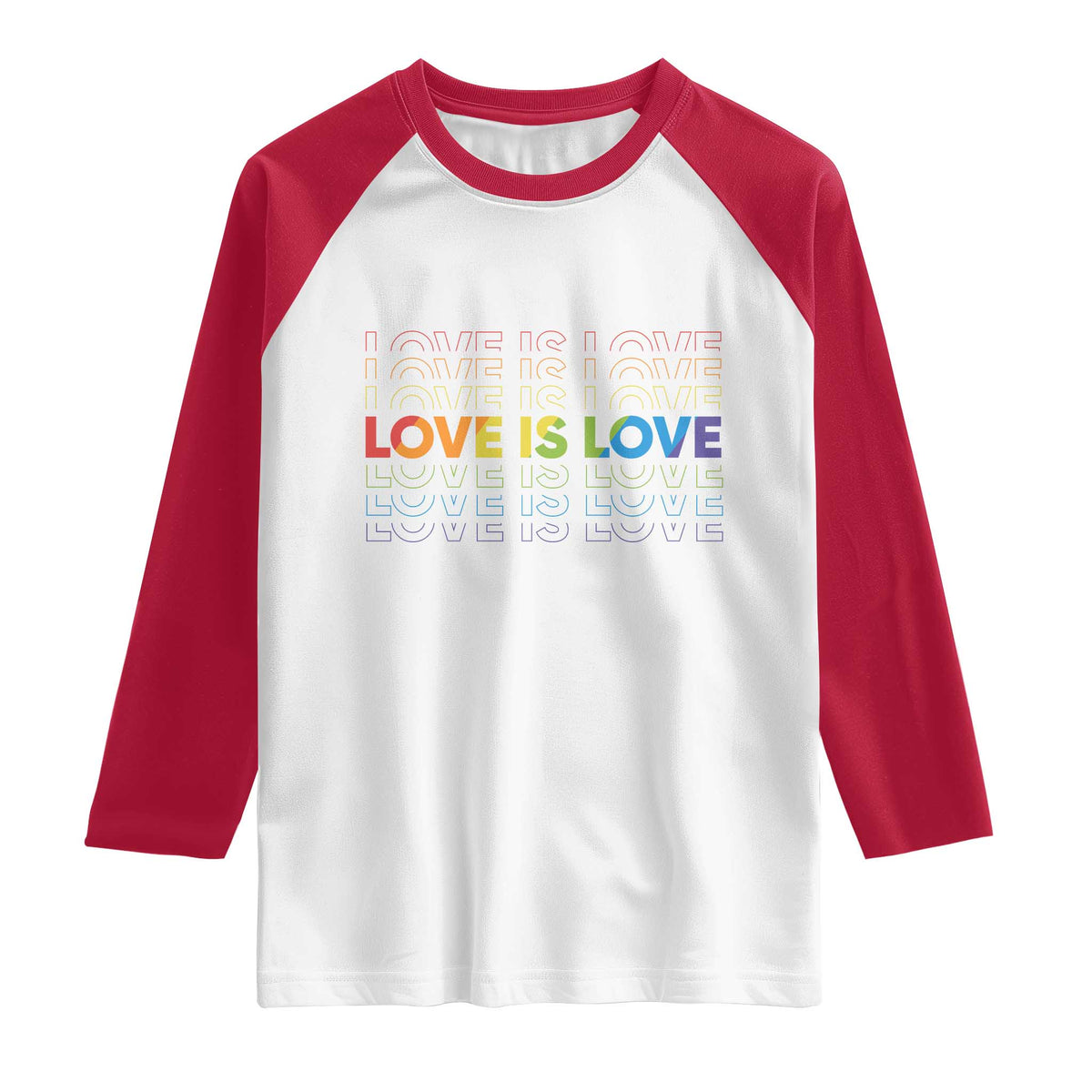 Love Is Love Rainbow Typography Raglan Shirt LGBTQ Support Gift