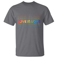 Love Is Love Rainbow Typography T Shirt LGBTQ Support Gift