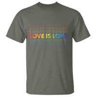 Love Is Love Rainbow Typography T Shirt LGBTQ Support Gift