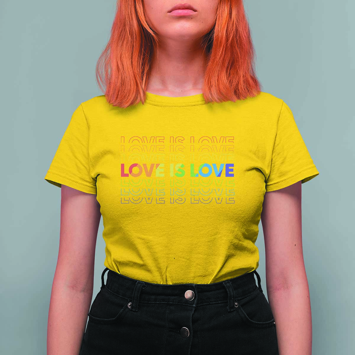 Love Is Love Rainbow Typography T Shirt For Women LGBTQ Support Gift