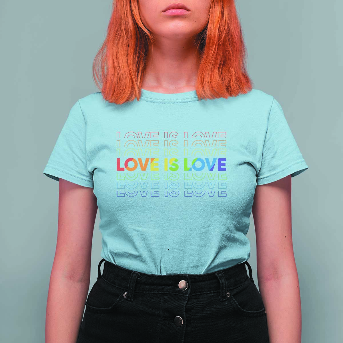 Love Is Love Rainbow Typography T Shirt For Women LGBTQ Support Gift