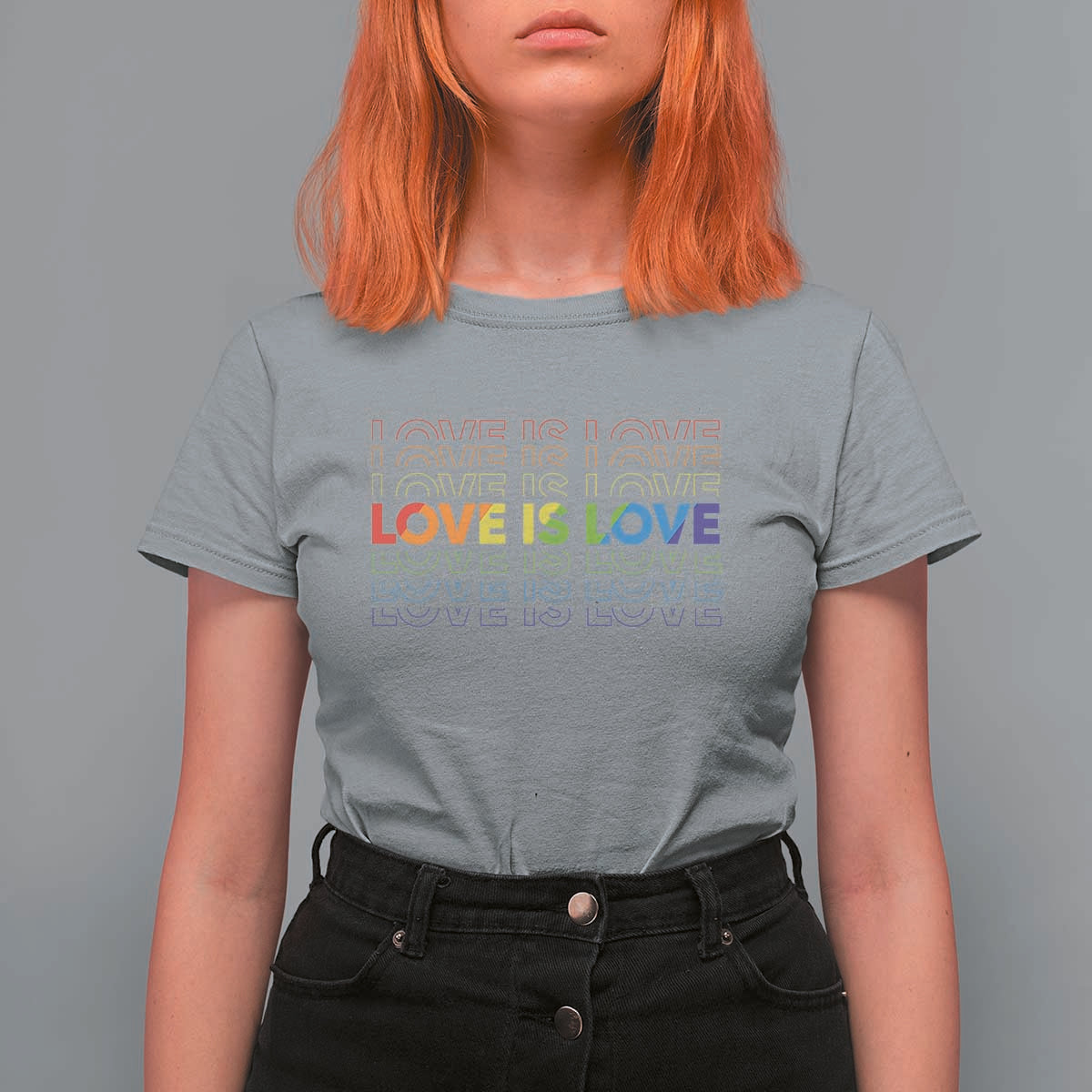 Love Is Love Rainbow Typography T Shirt For Women LGBTQ Support Gift