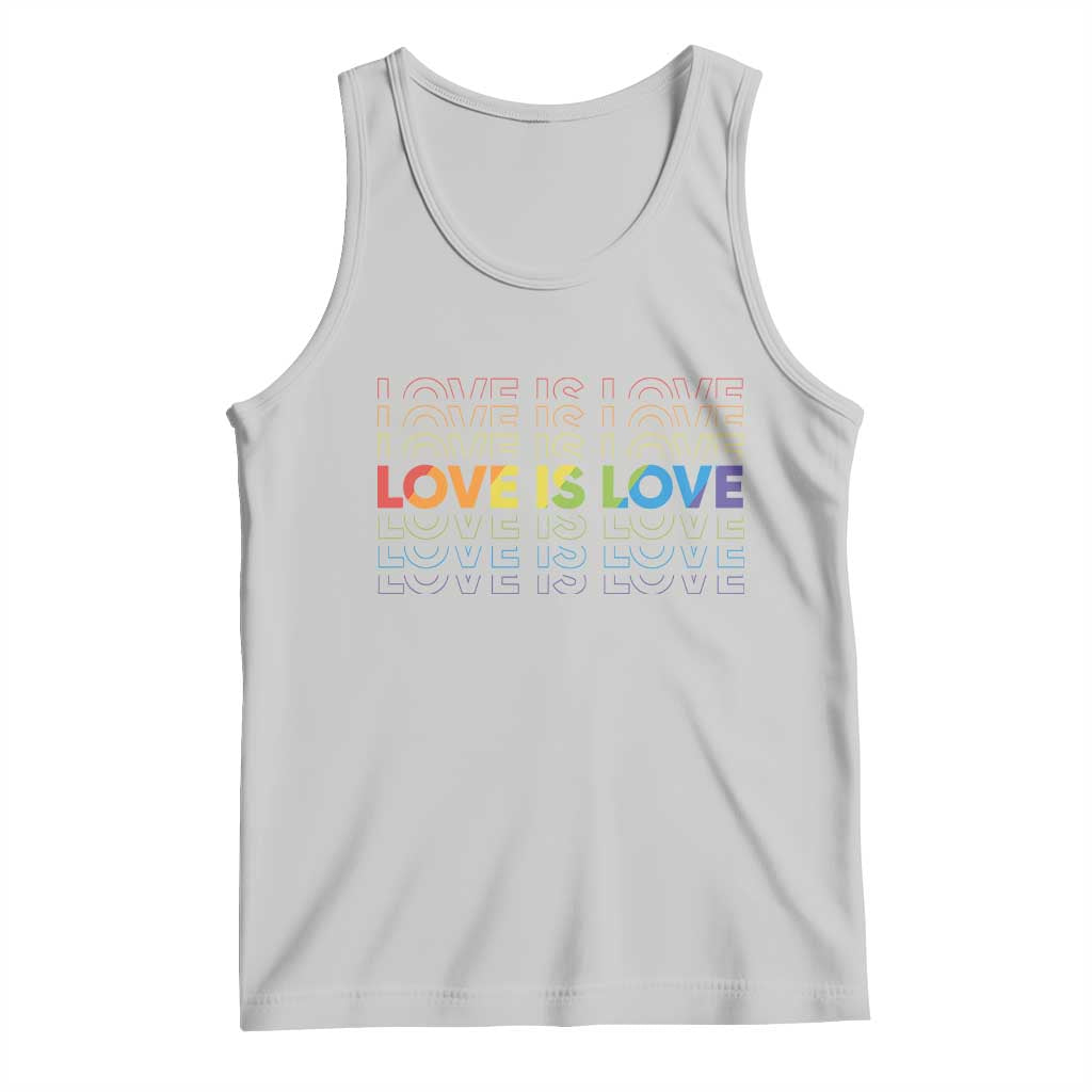Love Is Love Rainbow Typography Tank Top LGBTQ Support Gift