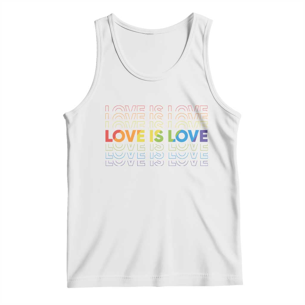 Love Is Love Rainbow Typography Tank Top LGBTQ Support Gift