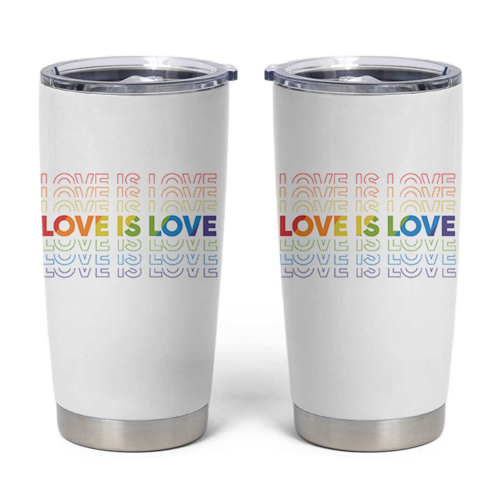 Love Is Love Rainbow Typography Tumbler Cup LGBTQ Support Gift