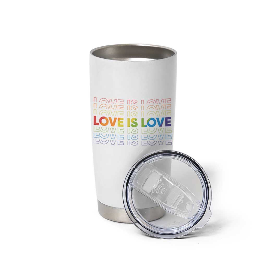 Love Is Love Rainbow Typography Tumbler Cup LGBTQ Support Gift