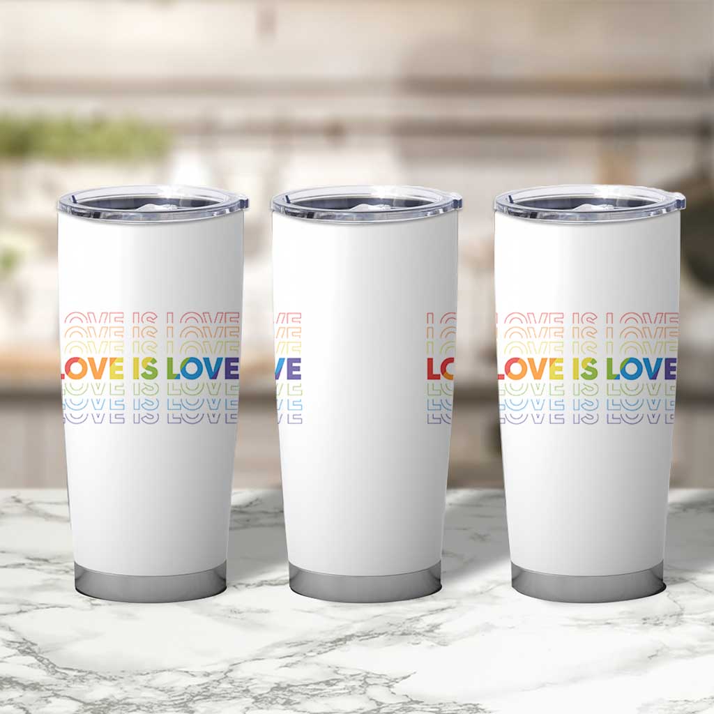 Love Is Love Rainbow Typography Tumbler Cup LGBTQ Support Gift