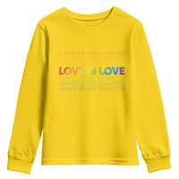 Love Is Love Rainbow Typography Youth Sweatshirt LGBTQ Support Gift