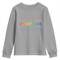 Love Is Love Rainbow Typography Youth Sweatshirt LGBTQ Support Gift