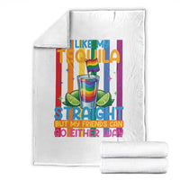 I Like My Tequila Straight But My Friends Go Either Way Throw Blanket Funny LGBTQ Drinking