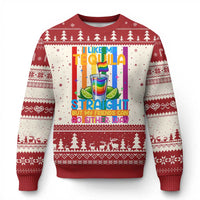 I Like My Tequila Straight But My Friends Go Either Way Ugly Christmas Sweater Funny LGBTQ Drinking