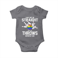 Funny LGBTQ Bowling Baby Onesie I May Not Be Straight But My Throws Are