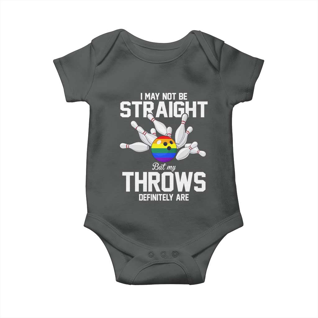 Funny LGBTQ Bowling Baby Onesie I May Not Be Straight But My Throws Are