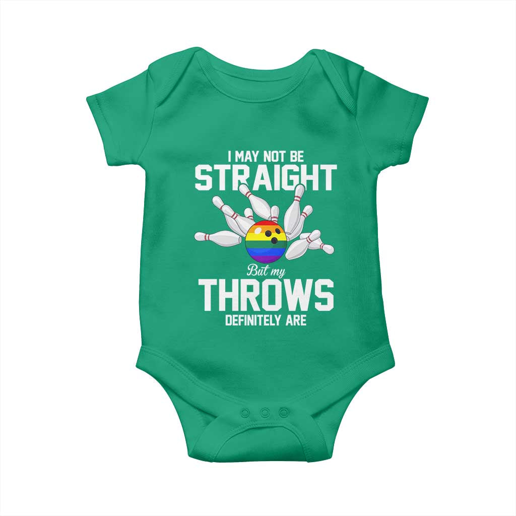 Funny LGBTQ Bowling Baby Onesie I May Not Be Straight But My Throws Are