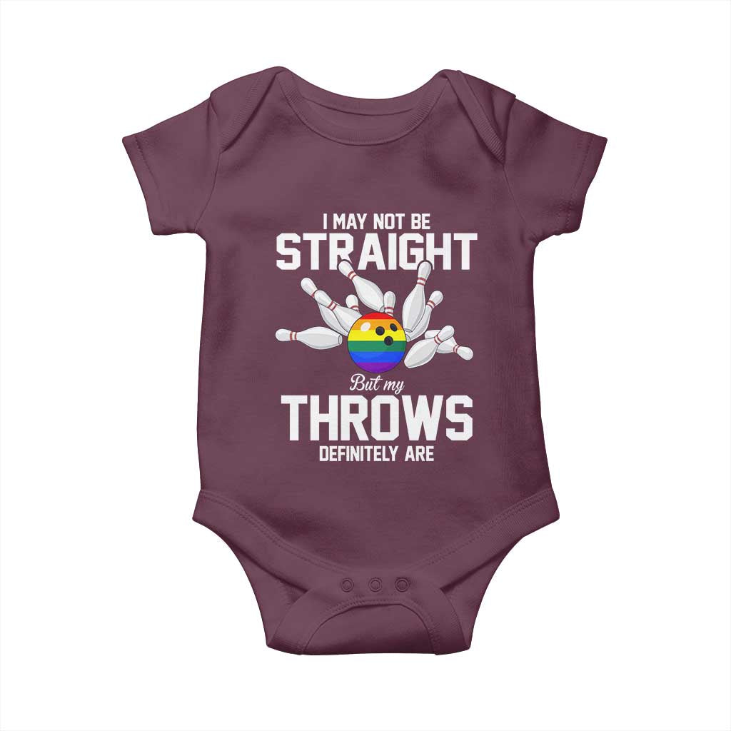 Funny LGBTQ Bowling Baby Onesie I May Not Be Straight But My Throws Are
