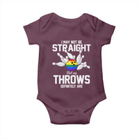 Funny LGBTQ Bowling Baby Onesie I May Not Be Straight But My Throws Are