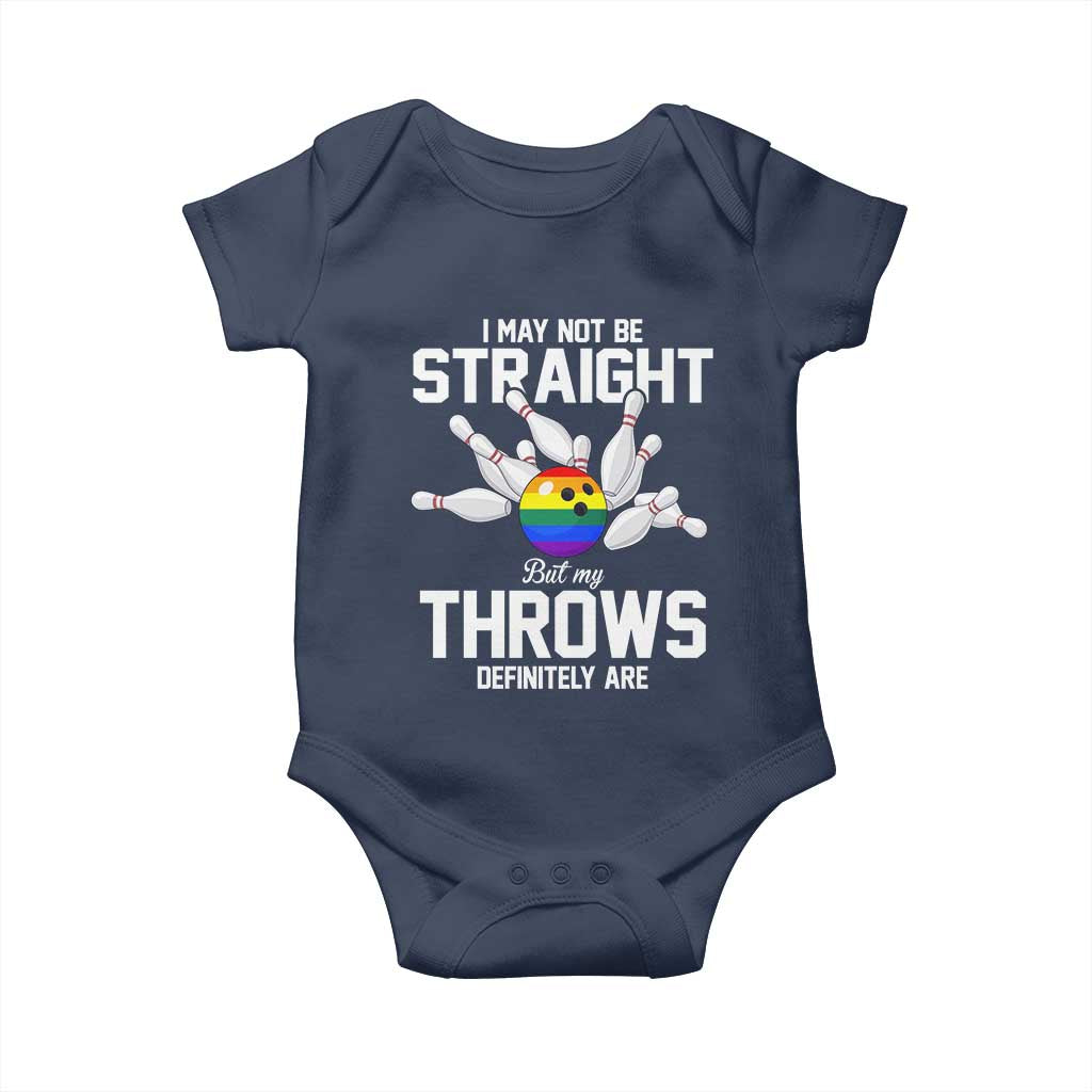 Funny LGBTQ Bowling Baby Onesie I May Not Be Straight But My Throws Are