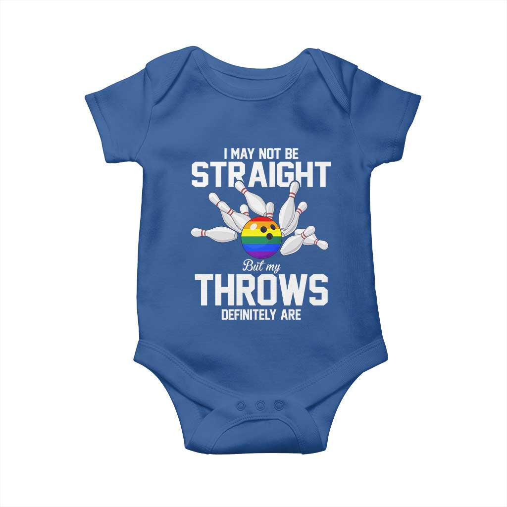Funny LGBTQ Bowling Baby Onesie I May Not Be Straight But My Throws Are