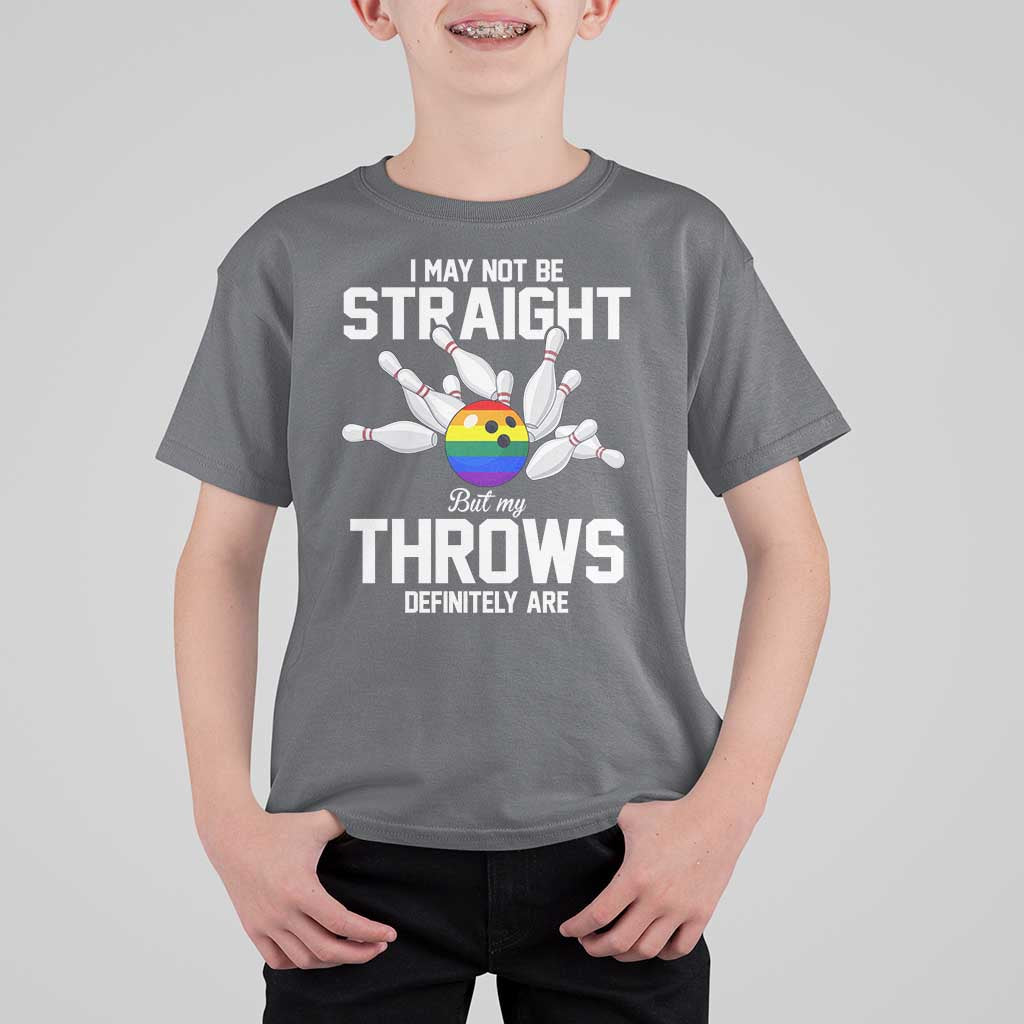 Funny LGBTQ Bowling T Shirt For Kid I May Not Be Straight But My Throws Are