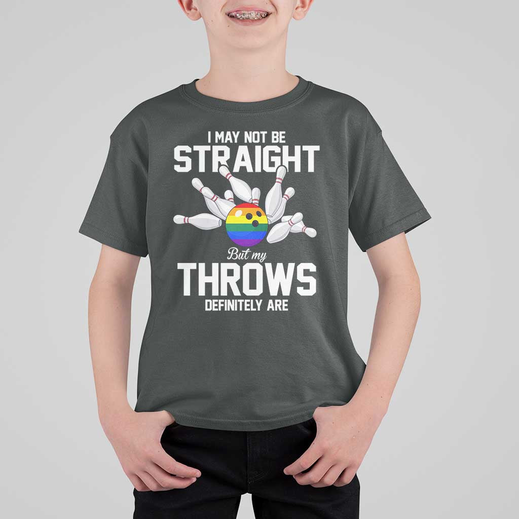 Funny LGBTQ Bowling T Shirt For Kid I May Not Be Straight But My Throws Are