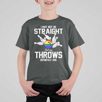Funny LGBTQ Bowling T Shirt For Kid I May Not Be Straight But My Throws Are