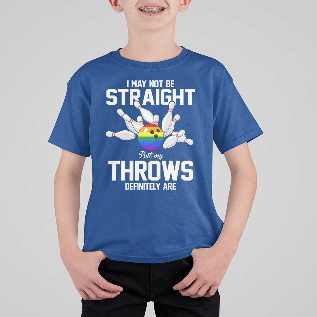 Funny LGBTQ Bowling T Shirt For Kid I May Not Be Straight But My Throws Are