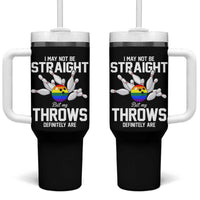 Funny LGBTQ Bowling Tumbler With Handle I May Not Be Straight But My Throws Are