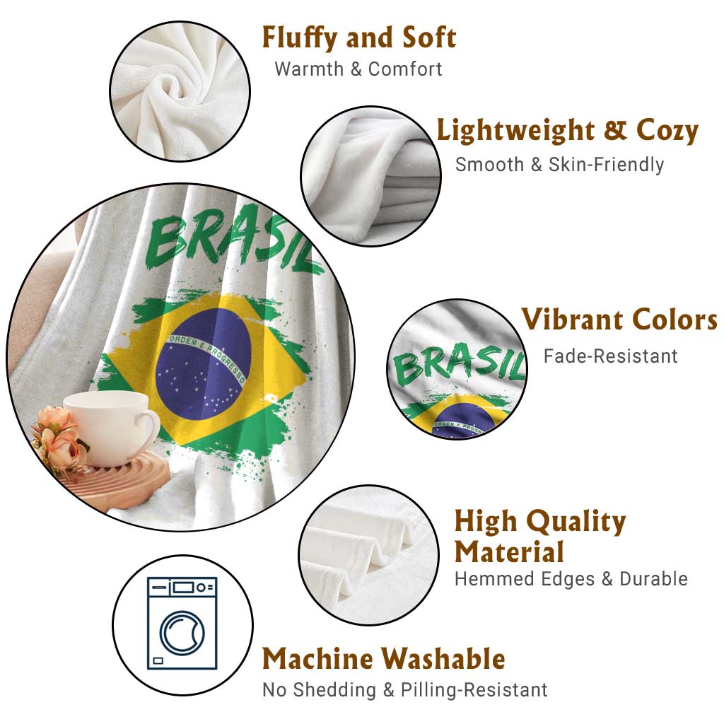 Vintage Brasil Flag Throw Blanket Brazilian Heritage Pride