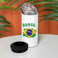 Vintage Brasil Flag 4 in 1 Can Cooler Tumbler Brazilian Heritage Pride