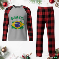 Vintage Brasil Flag Plaid Pajama Set Brazilian Heritage Pride