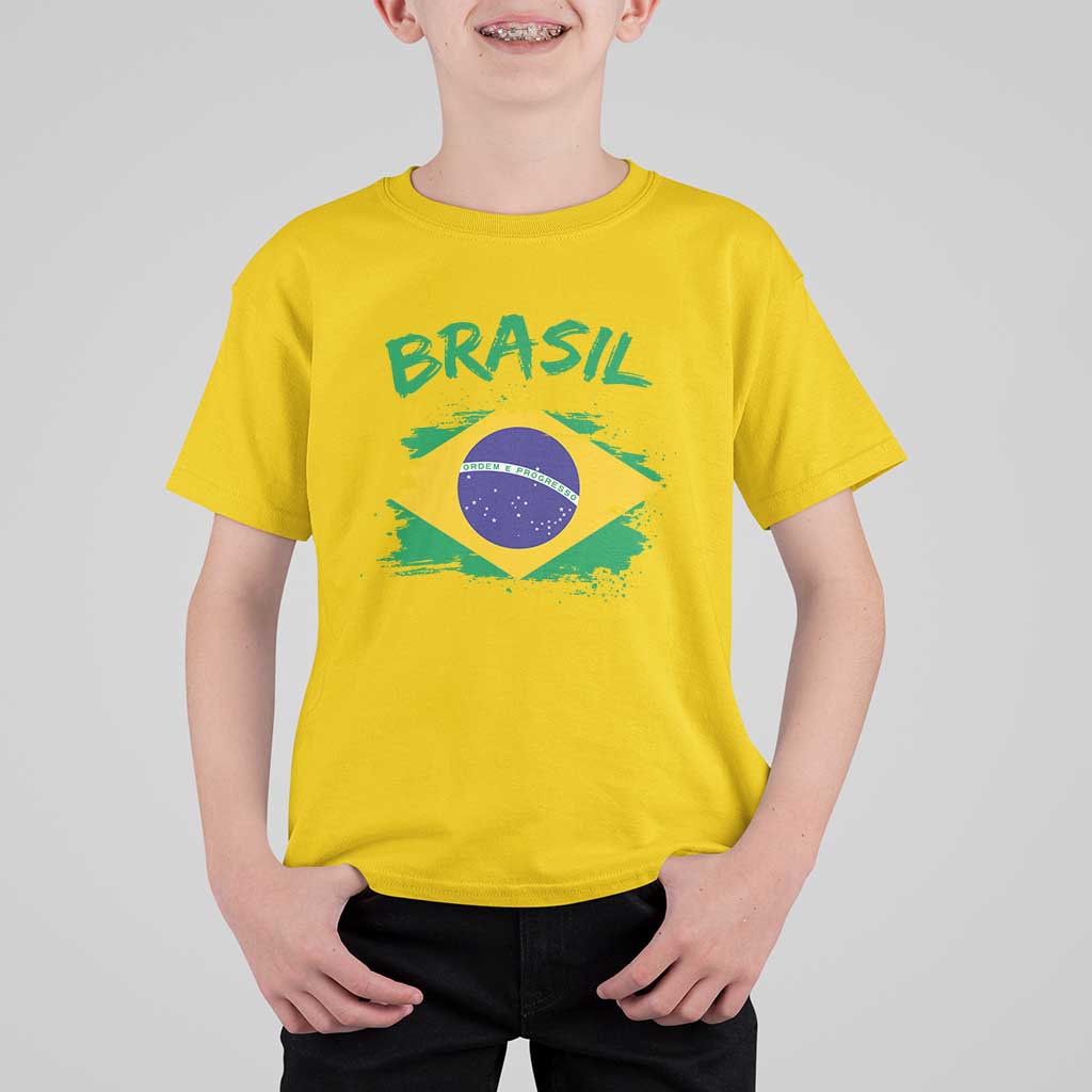 Vintage Brasil Flag T Shirt For Kid Brazilian Heritage Pride