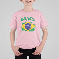 Vintage Brasil Flag T Shirt For Kid Brazilian Heritage Pride