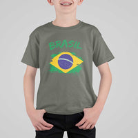 Vintage Brasil Flag T Shirt For Kid Brazilian Heritage Pride