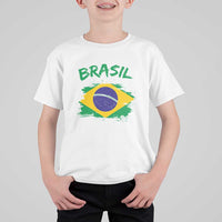 Vintage Brasil Flag T Shirt For Kid Brazilian Heritage Pride