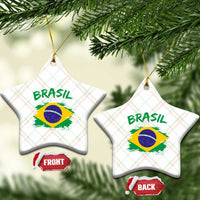 Vintage Brasil Flag Ceramic Ornament Brazilian Heritage Pride