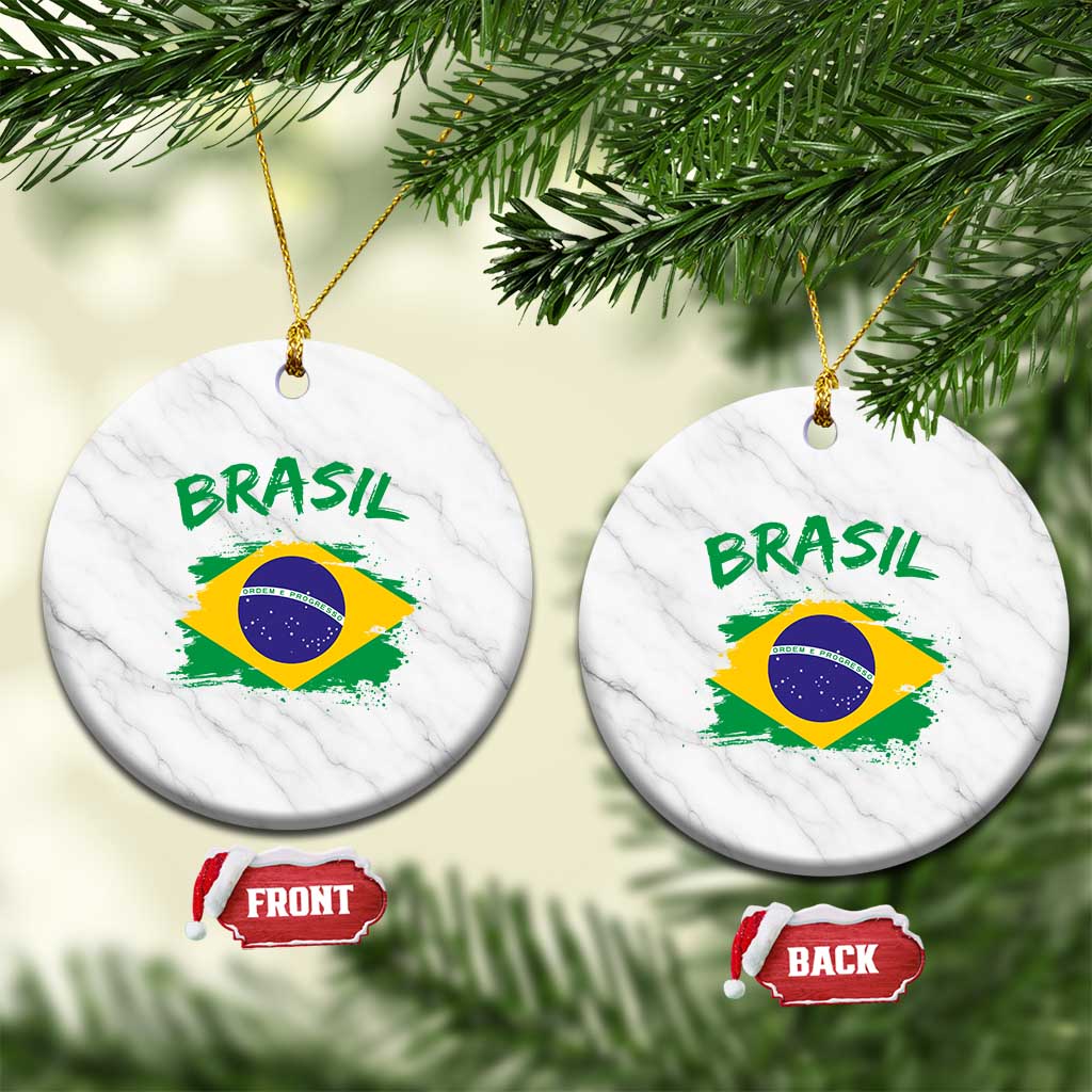 Vintage Brasil Flag Ceramic Ornament Brazilian Heritage Pride