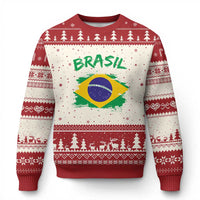 Vintage Brasil Flag Ugly Christmas Sweater Brazilian Heritage Pride
