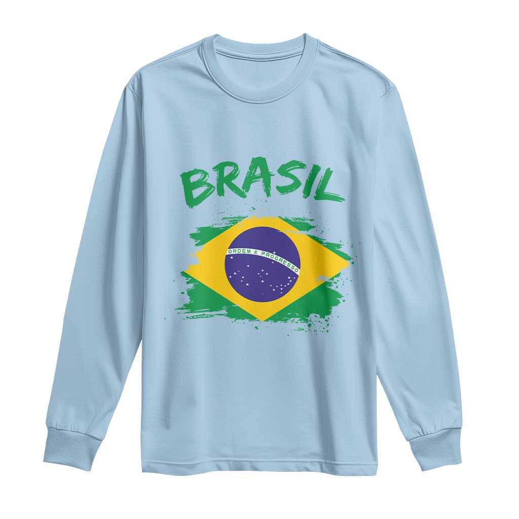 Vintage Brasil Flag Long Sleeve Shirt Brazilian Heritage Pride