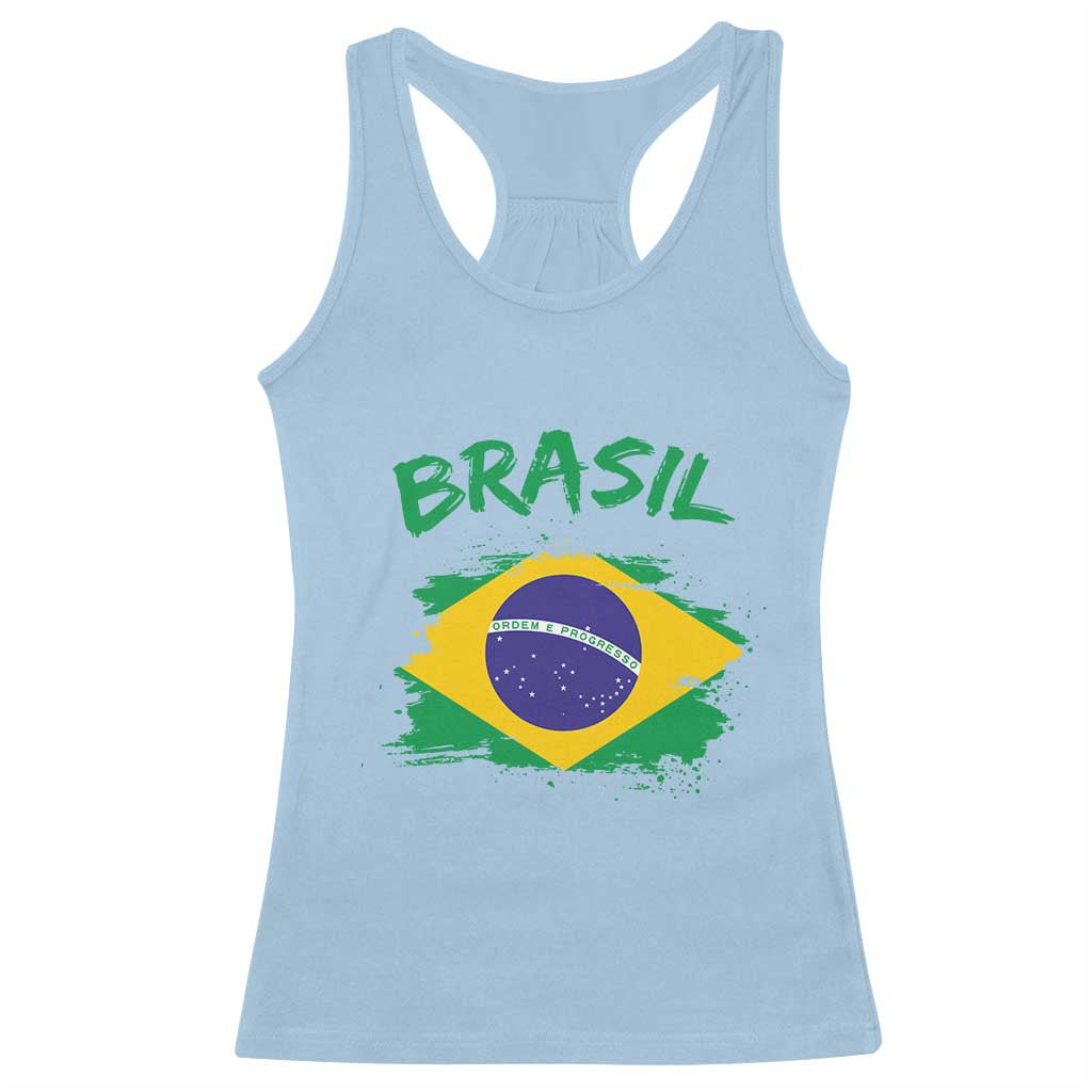 Vintage Brasil Flag Racerback Tank Top Brazilian Heritage Pride