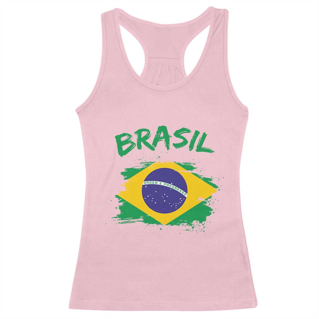 Vintage Brasil Flag Racerback Tank Top Brazilian Heritage Pride