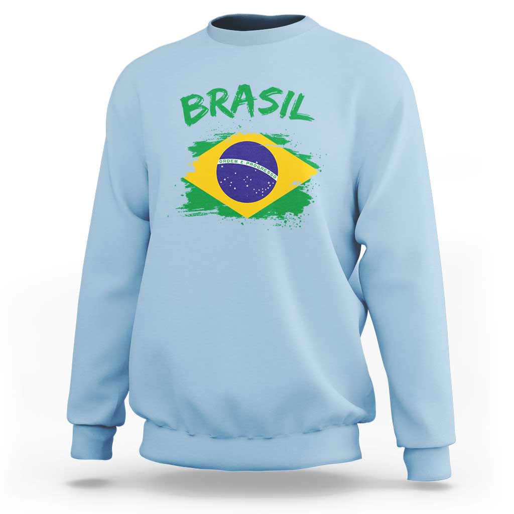 Vintage Brasil Flag Sweatshirt Brazilian Heritage Pride