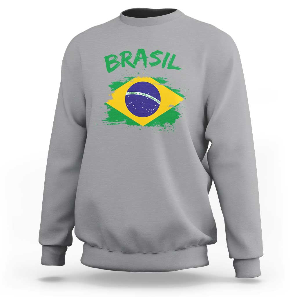 Vintage Brasil Flag Sweatshirt Brazilian Heritage Pride