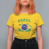 Vintage Brasil Flag T Shirt For Women Brazilian Heritage Pride