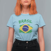 Vintage Brasil Flag T Shirt For Women Brazilian Heritage Pride