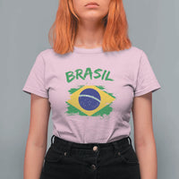 Vintage Brasil Flag T Shirt For Women Brazilian Heritage Pride
