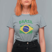 Vintage Brasil Flag T Shirt For Women Brazilian Heritage Pride